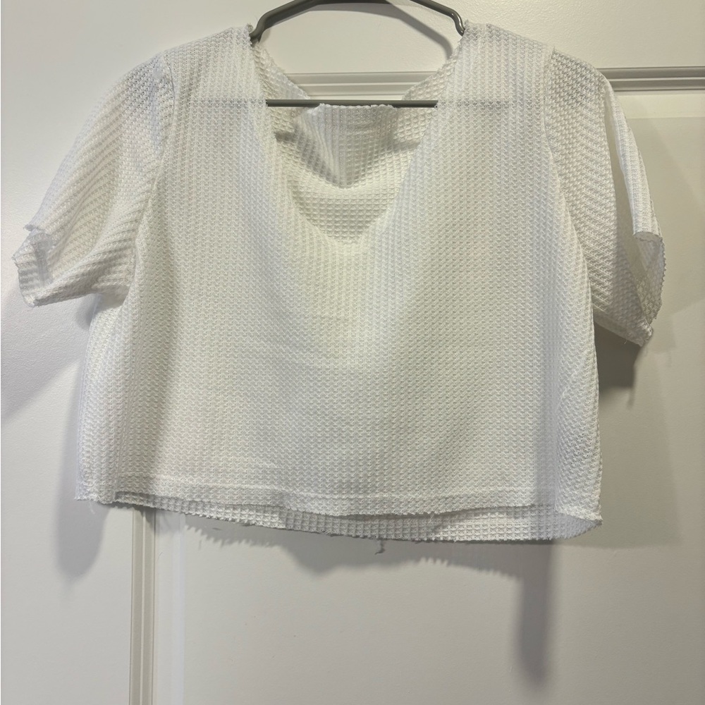 SHEIN White waffle crop top
